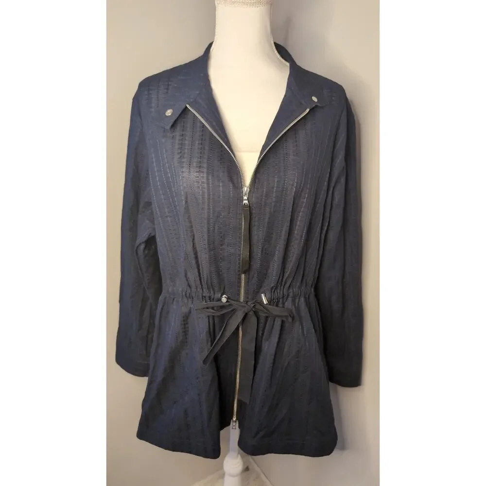 Adam Lippes Navy Double Zip Utility Jacket Quiet Luxury L